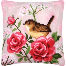 Bird & Roses Needlepoint Cushion