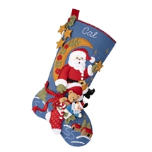 Moonlight Santa Stocking Felt Applique