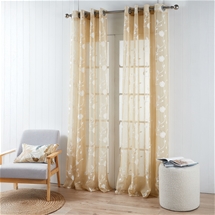 Sheer Embroidered Eyelet Curtain Natural