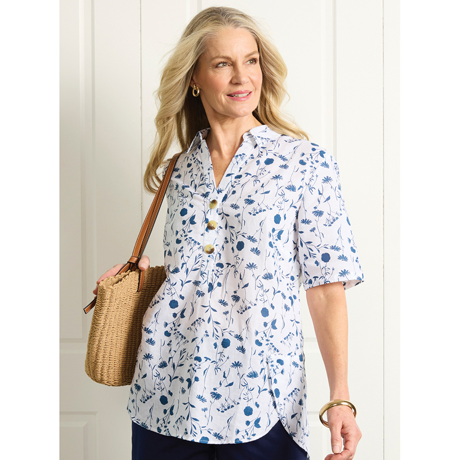 Linen Blend Safari Shirt - Innovations