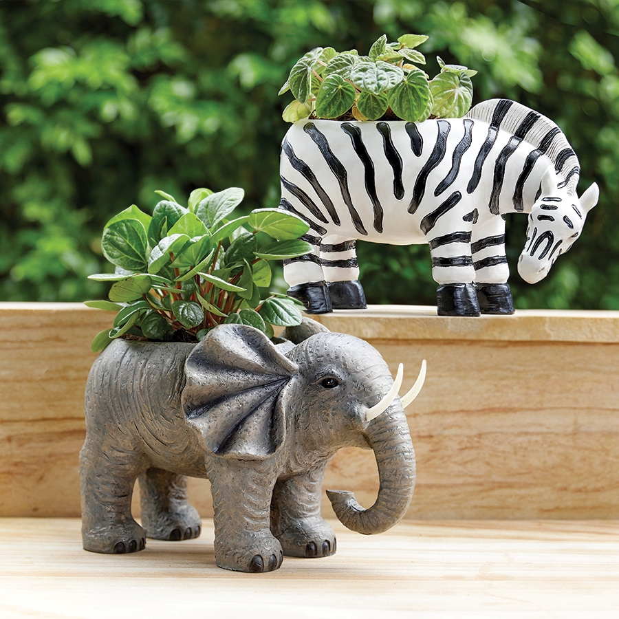 safari animal planters